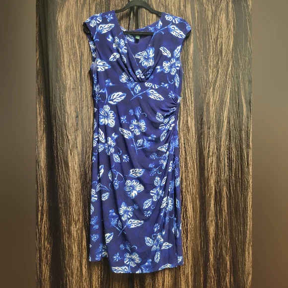Lauren Ralph Lauren Navy Floral Midi Dress - Picture 1 of 3
